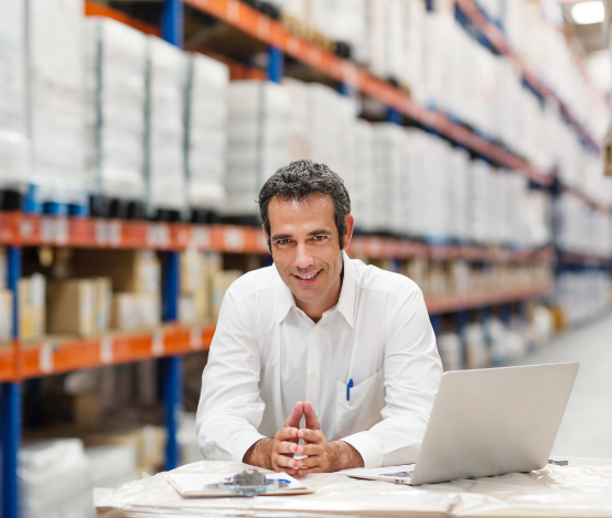 warehouse manager working on deliveries