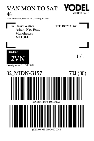 yodel shipment label